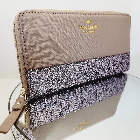 Kate Spade New York Neda Glitter Greta Court Cityscape Wallet taupe and silver - Picture 11 of 11